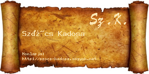Szőcs Kadosa névjegykártya