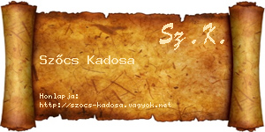 Szőcs Kadosa névjegykártya